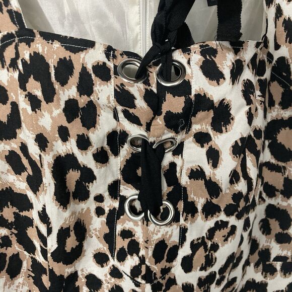 ASHLEY STEWART multicolor animal print empire waist midi a-line dress 14 - Picture 5 of 9